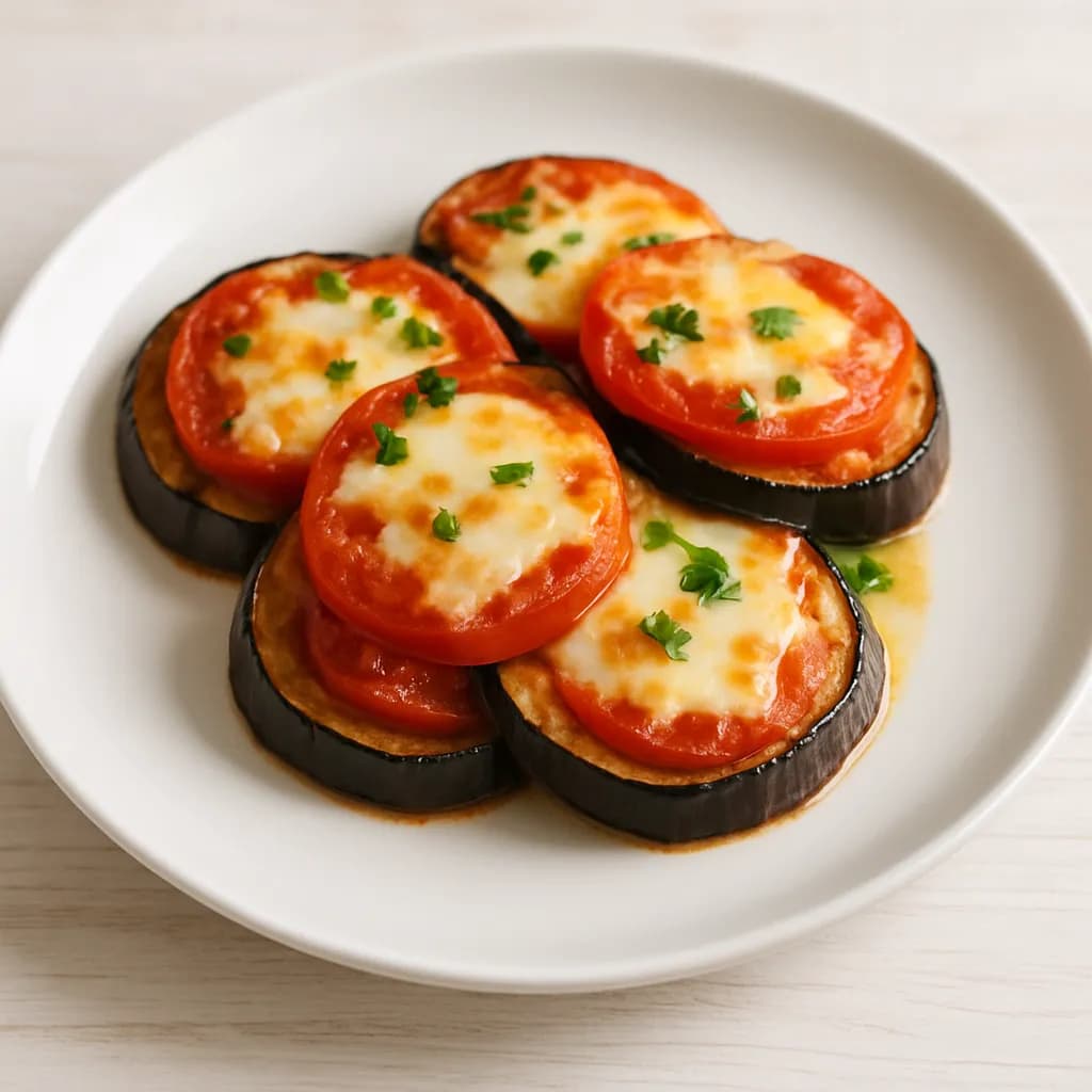 Bakłażan zapiekany z pomidorem i serem mozzarella