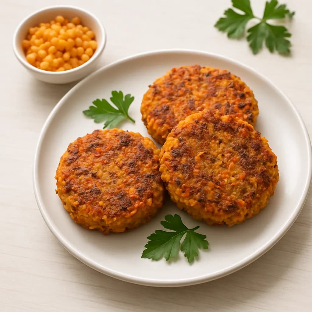 Burgery z czerwonej soczewicy i warzyw korzeniowych