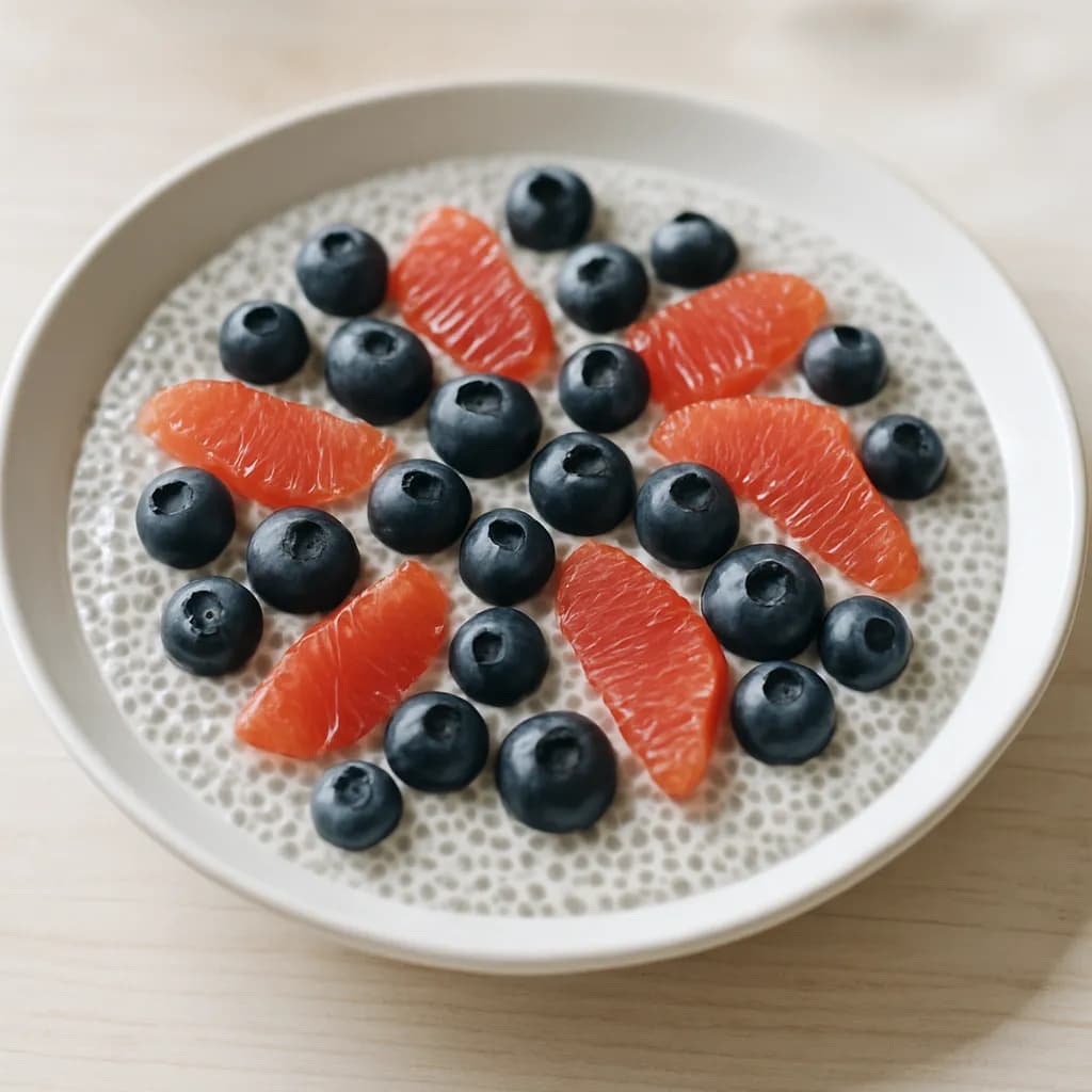 Chia pudding z borówkami i grejpfrutem