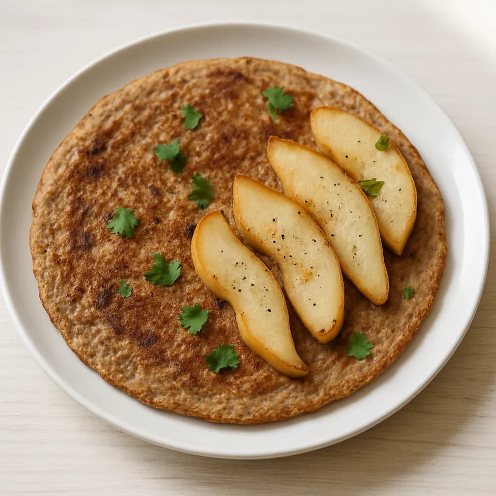 Gryczany omlet z gruszką