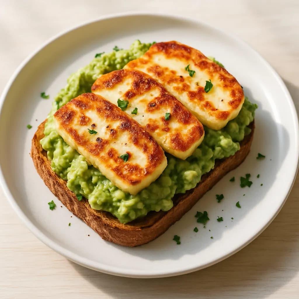 Grzanka z awokado i halloumi