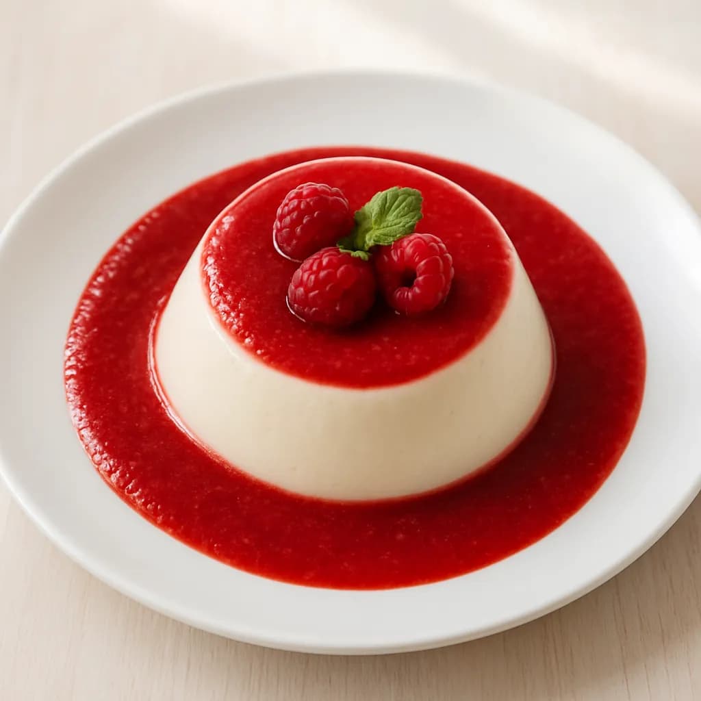 Jogurtowa panna cotta z musem malinowym