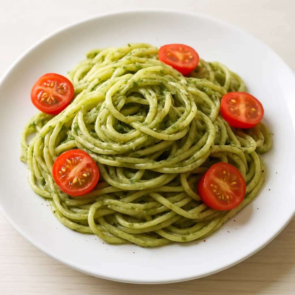 Makaron z pesto i pomidorkami