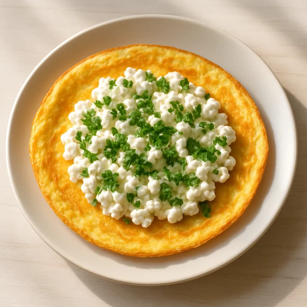 Omlet z serkiem wiejskim i natką