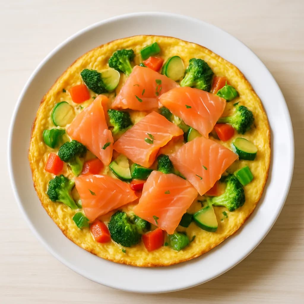 Omlet z warzywami i łososiem