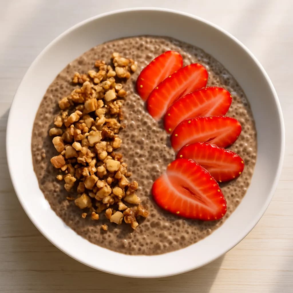 Orzechowo-truskawkowy chia pudding