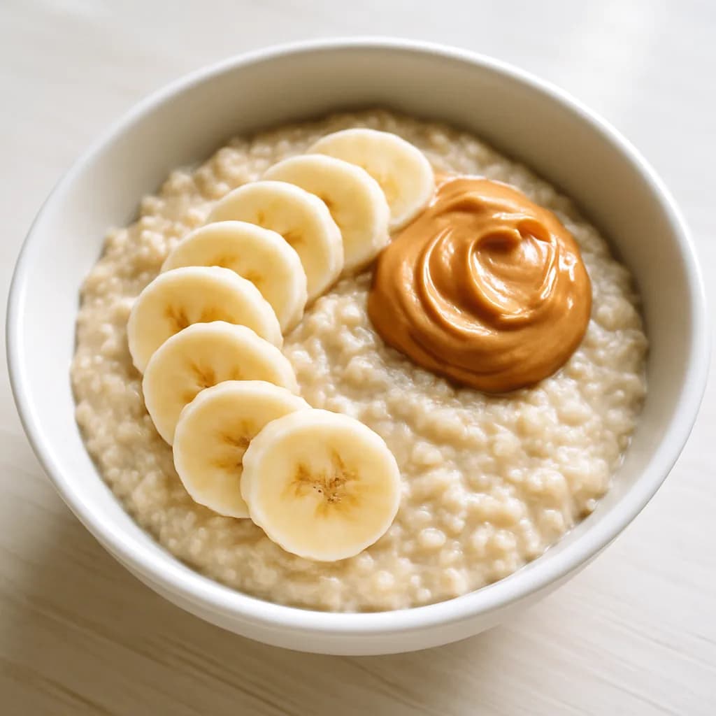 Owsianka z bananem i masłem orzechowym