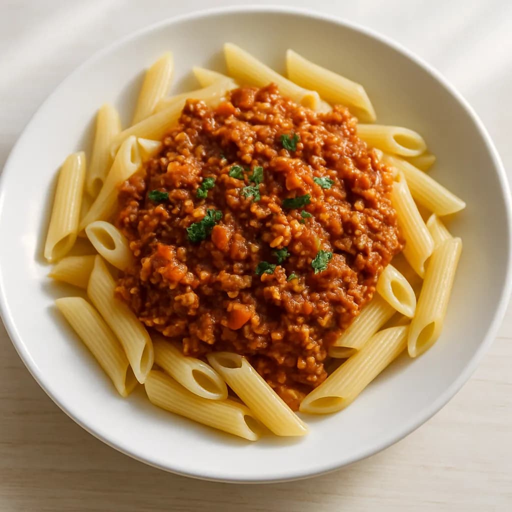 Penne z sosem bolognese
