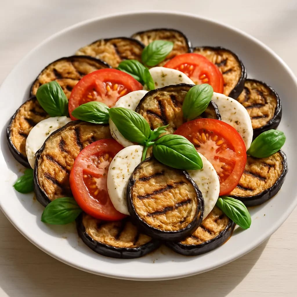 Sałatka caprese z grillowanym bakłażanem