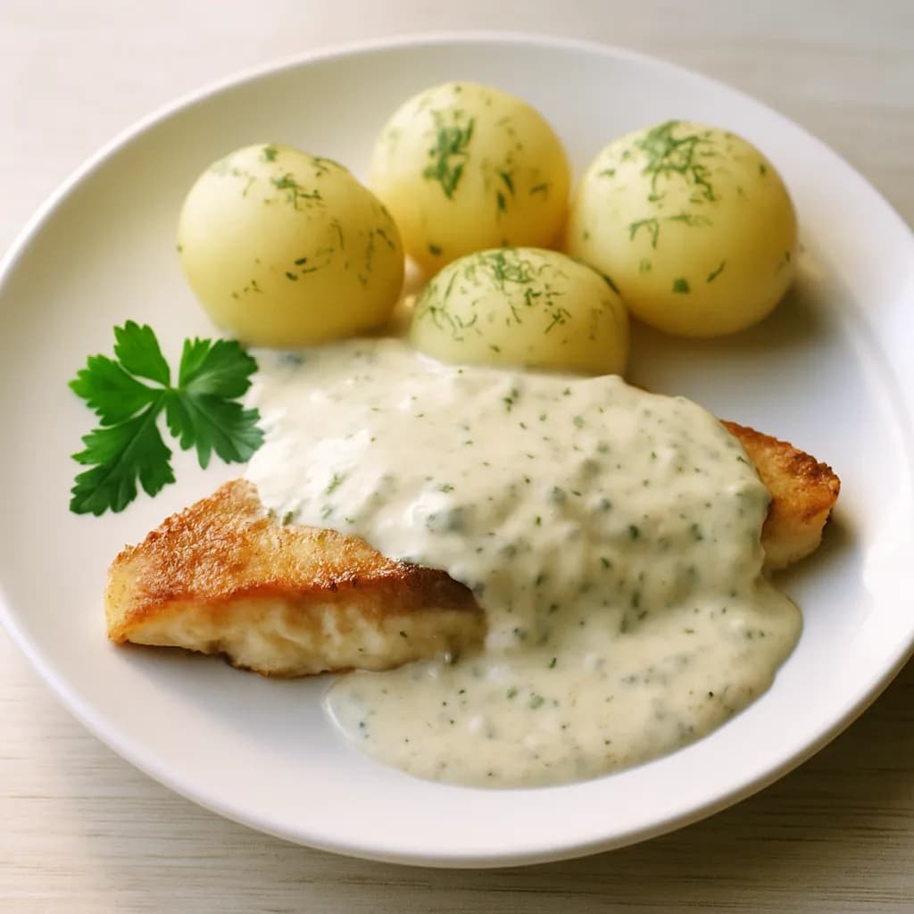 Sandacz w śmietanie