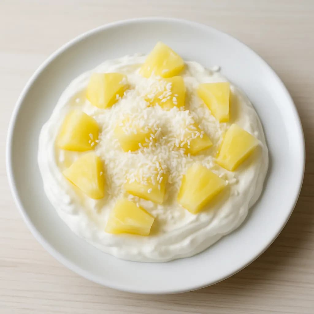 Skyr z ananasem i wiórkami