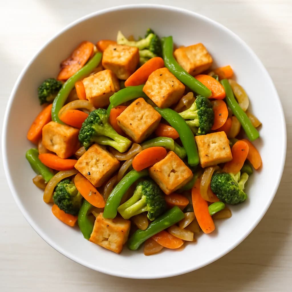 Tofu smażone z warzywami