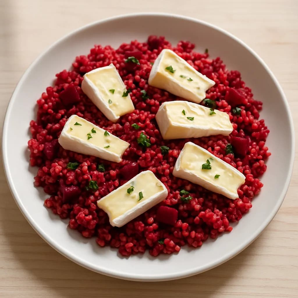 Bulgur z burakiem i camembertem