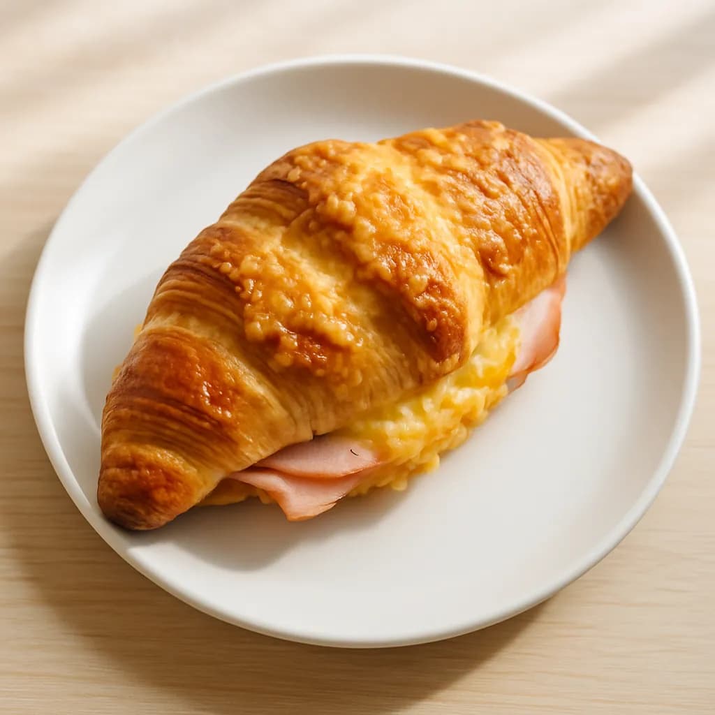 Croissant z serem i szynką
