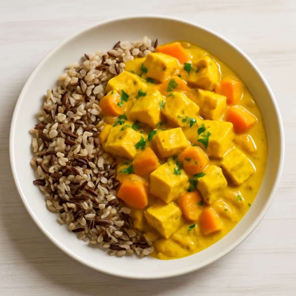 Curry z tofu i dzikim ryżem