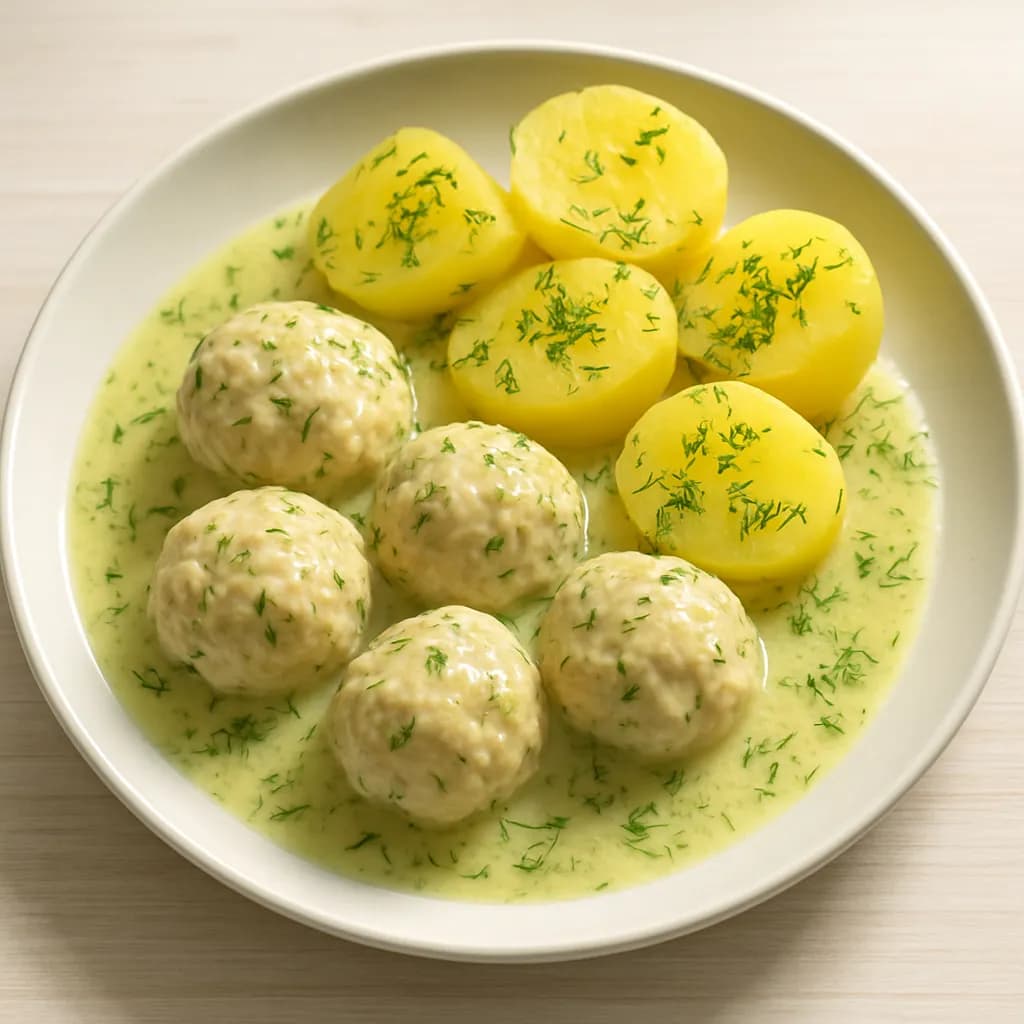 Klopsiki drobiowe w sosie koperkowym