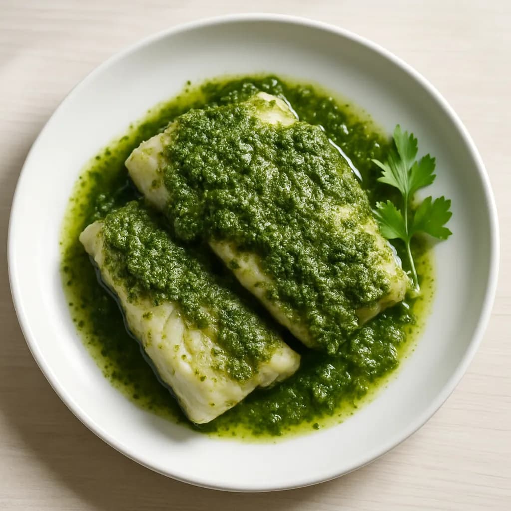 Mintaj z zielonym pesto