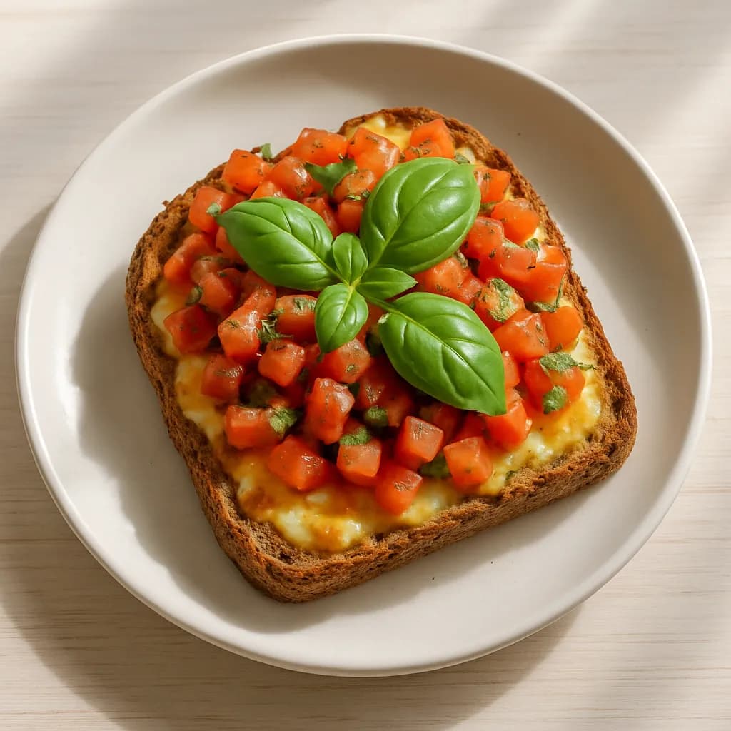 Pełnoziarnista zapiekanka bruschetta