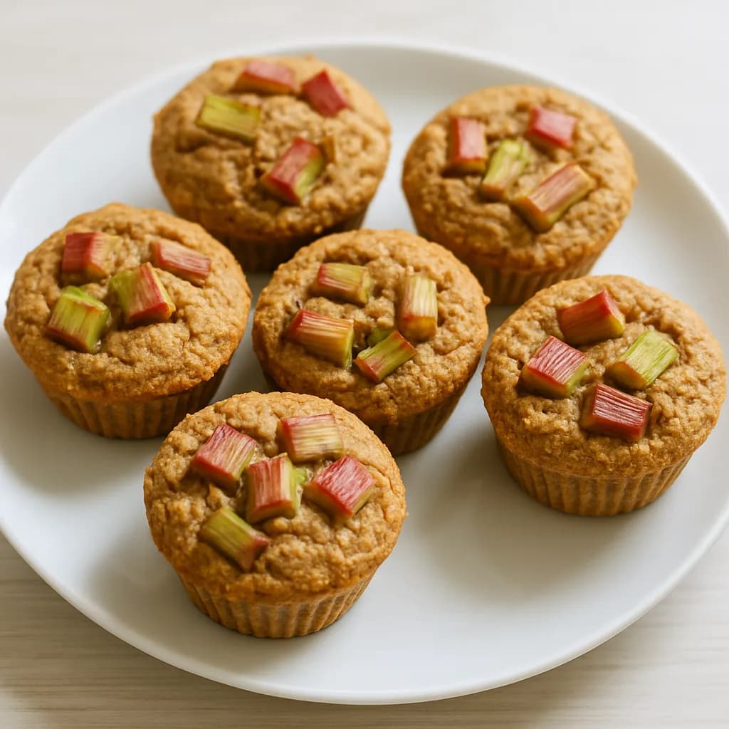 Pełnoziarniste muffinki z rabarbarem