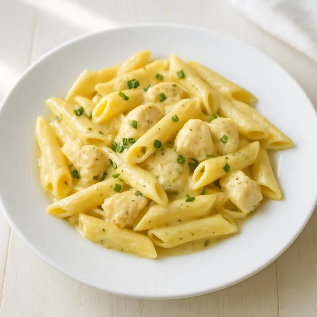 Penne z kurczakiem w sosie serowym