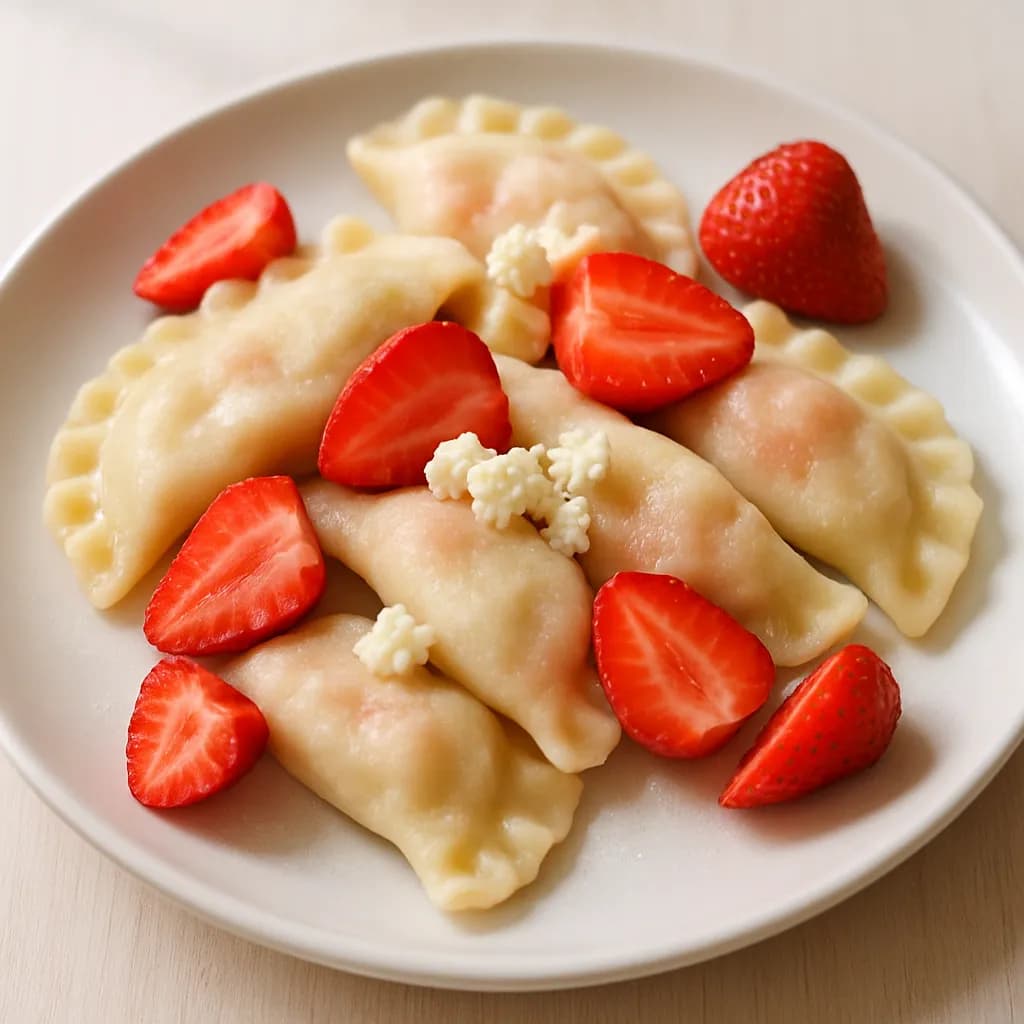 Pierogi z serem i truskawkami
