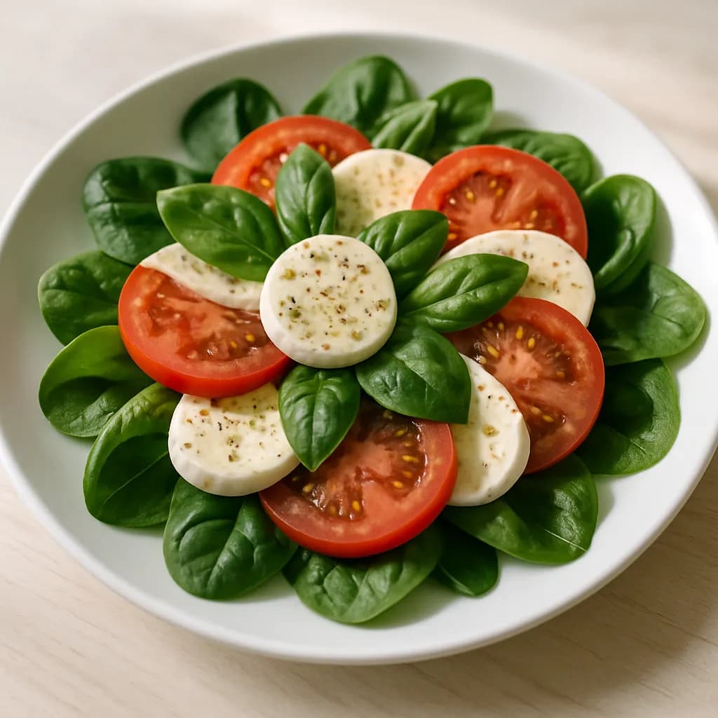 Sałatka caprese ze szpinakiem